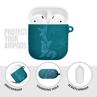 Hawaiian Monk Seal and Whale AirPods Case Kakau Tribal Pattern Teal Color LT03 - Polynesian Pride