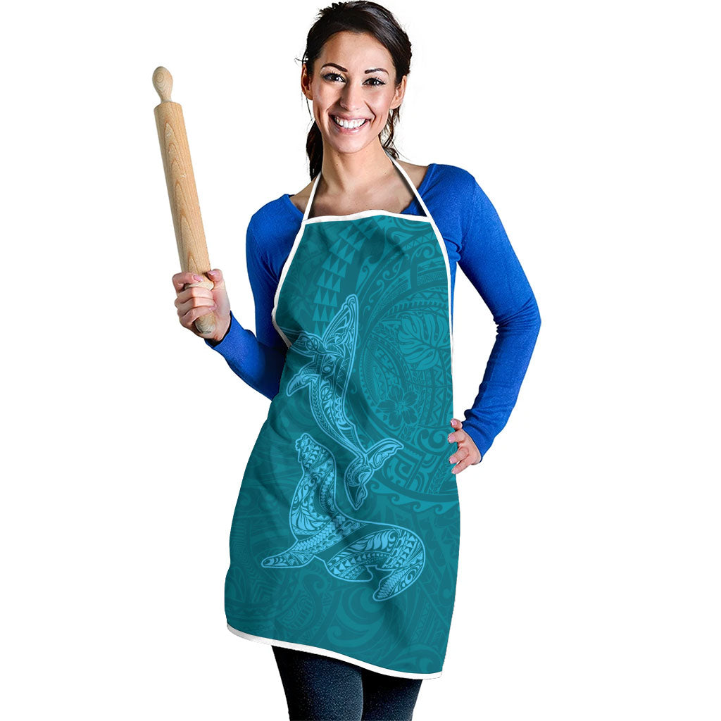 Hawaiian Monk Seal and Whale Apron Kakau Tribal Pattern Teal Color LT03 - Polynesian Pride