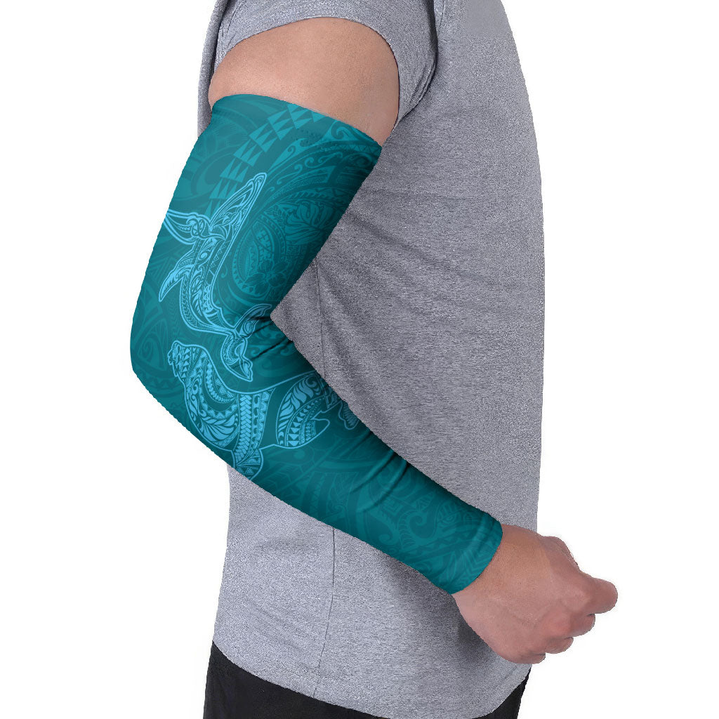Hawaiian Monk Seal and Whale Arm Sleeves Kakau Tribal Pattern Teal Color LT03 - Polynesian Pride