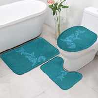 Hawaiian Monk Seal and Whale Bathroom Set Kakau Tribal Pattern Teal Color LT03 - Polynesian Pride