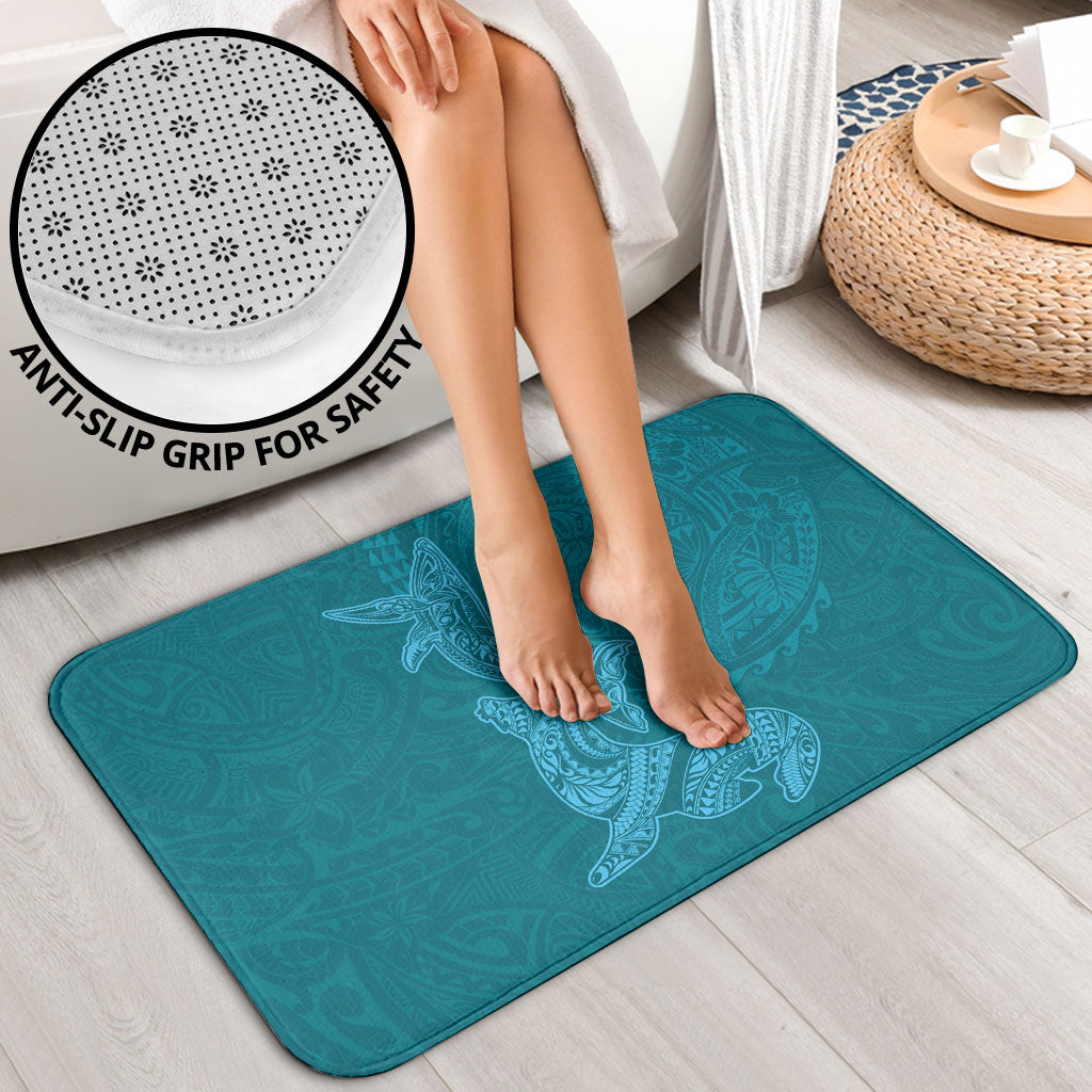 Hawaiian Monk Seal and Whale Bathroom Set Kakau Tribal Pattern Teal Color LT03 - Polynesian Pride