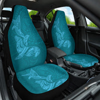 Hawaiian Monk Seal and Whale Car Seat Cover Kakau Tribal Pattern Teal Color LT03 One Size Teal - Polynesian Pride