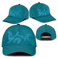 Hawaiian Monk Seal and Whale Classic Cap Kakau Tribal Pattern Teal Color LT03 - Polynesian Pride