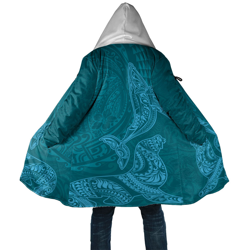 Hawaiian Monk Seal and Whale Cloak Kakau Tribal Pattern Teal Color LT03 Unisex Teal - Polynesian Pride