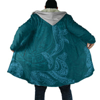Hawaiian Monk Seal and Whale Cloak Kakau Tribal Pattern Teal Color LT03 - Polynesian Pride
