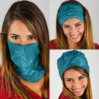 Hawaiian Monk Seal and Whale Neck Gaiter Kakau Tribal Pattern Teal Color LT03 - Polynesian Pride