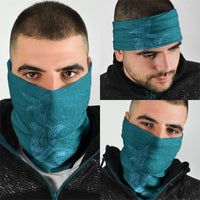 Hawaiian Monk Seal and Whale Neck Gaiter Kakau Tribal Pattern Teal Color LT03 - Polynesian Pride