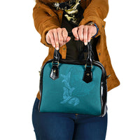Hawaiian Monk Seal and Whale Shoulder Handbag Kakau Tribal Pattern Teal Color