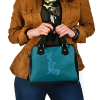 Hawaiian Monk Seal and Whale Shoulder Handbag Kakau Tribal Pattern Teal Color