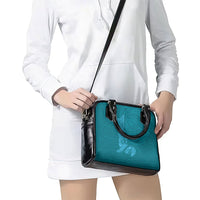 Hawaiian Monk Seal and Whale Shoulder Handbag Kakau Tribal Pattern Teal Color
