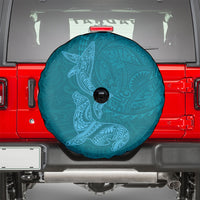 Hawaiian Monk Seal and Whale Spare Tire Cover Kakau Tribal Pattern Teal Color LT03 - Polynesian Pride
