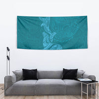 Hawaiian Monk Seal and Whale Tapestry Kakau Tribal Pattern Teal Color LT03 - Polynesian Pride