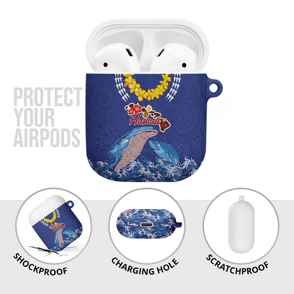 Hawaiian Sea Animals AirPods Case Whales Shark and Turtle Guardians with Tribal Pattern LT03 - Polynesian Pride