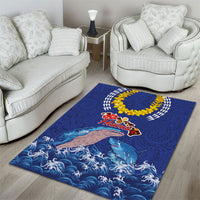 Hawaiian Sea Animals Area Rug Whales Shark and Turtle Guardians with Tribal Pattern LT03 - Polynesian Pride