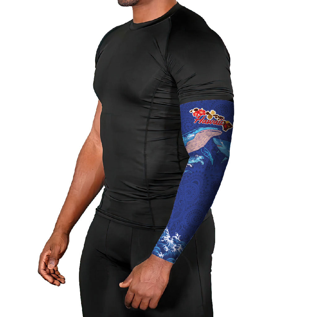 Hawaiian Sea Animals Arm Sleeves Whales Shark and Turtle Guardians with Tribal Pattern LT03 - Polynesian Pride