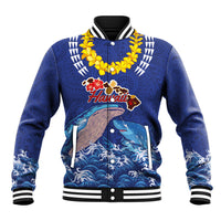 Hawaiian Sea Animals Baseball Jacket Whales Shark and Turtle Guardians with Tribal Pattern LT03 Unisex Blue - Polynesian Pride