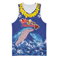 Hawaiian Sea Animals Basketball Jersey Whales Shark and Turtle Guardians with Tribal Pattern LT03 Unisex Blue - Polynesian Pride