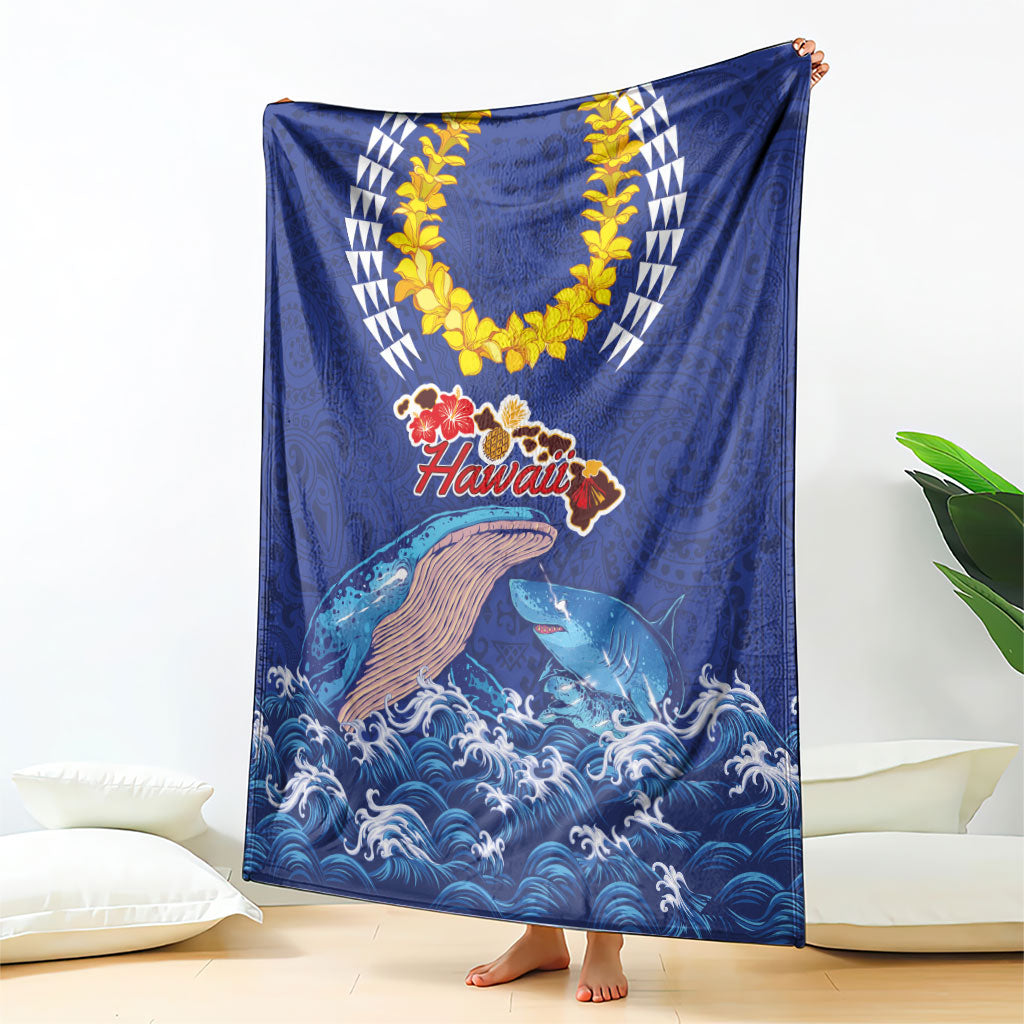 Hawaiian Sea Animals Blanket Whales Shark and Turtle Guardians with Tribal Pattern LT03 - Polynesian Pride