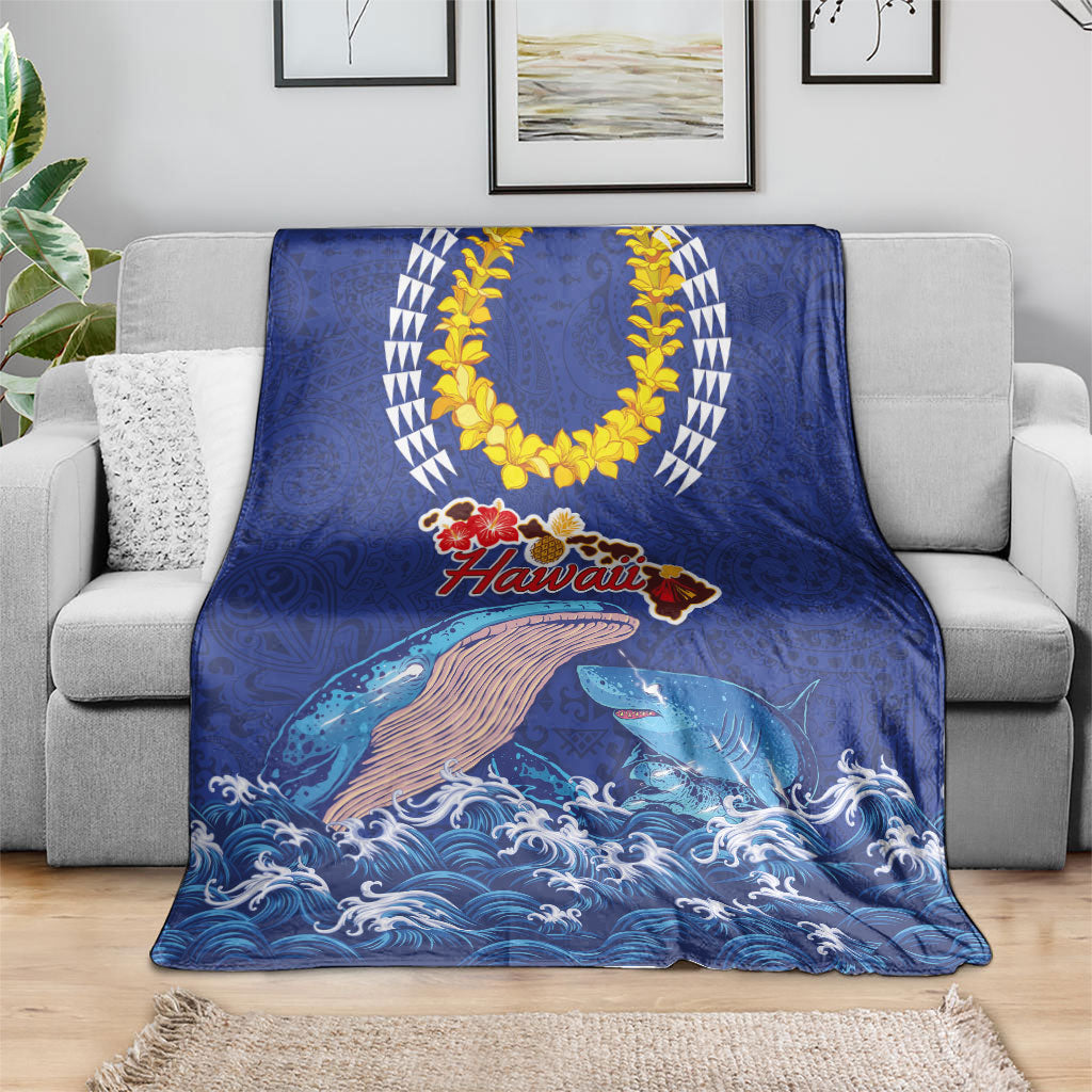 Hawaiian Sea Animals Blanket Whales Shark and Turtle Guardians with Tribal Pattern LT03 - Polynesian Pride