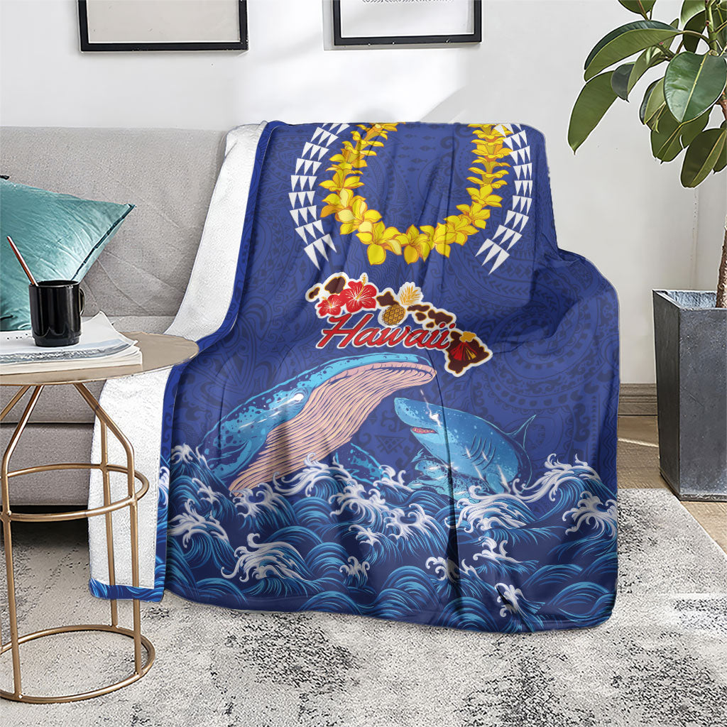 Hawaiian Sea Animals Blanket Whales Shark and Turtle Guardians with Tribal Pattern LT03 - Polynesian Pride