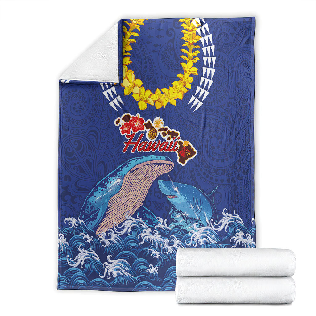 Hawaiian Sea Animals Blanket Whales Shark and Turtle Guardians with Tribal Pattern LT03 - Polynesian Pride