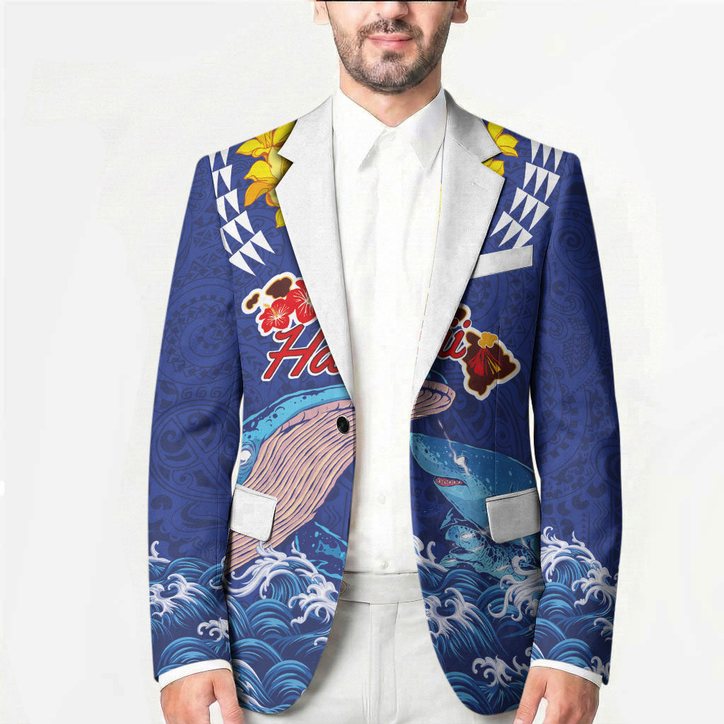 Hawaiian Sea Animals Blazer Whales Shark and Turtle Guardians with Tribal Pattern LT03 - Polynesian Pride