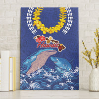 Hawaiian Sea Animals Canvas Wall Art Whales Shark and Turtle Guardians with Tribal Pattern LT03 Without Frame Blue - Polynesian Pride