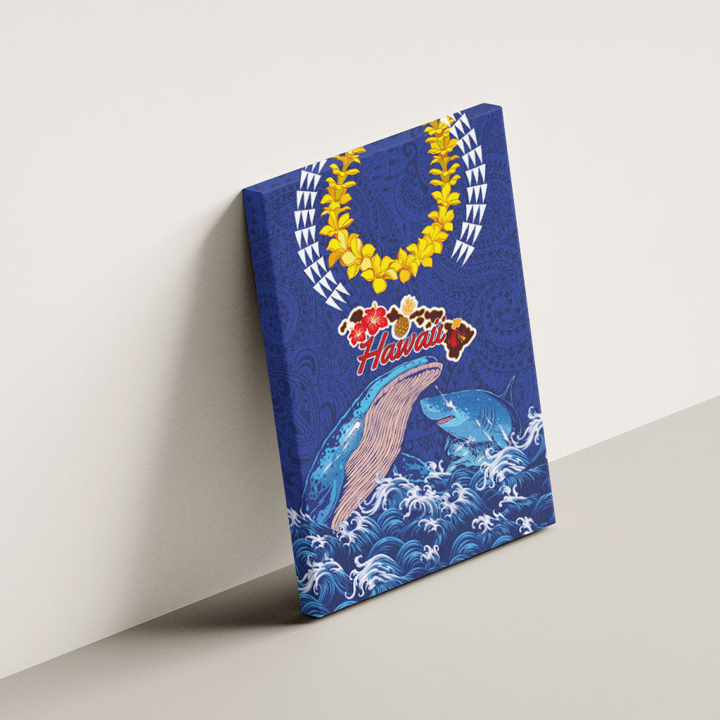 Hawaiian Sea Animals Canvas Wall Art Whales Shark and Turtle Guardians with Tribal Pattern LT03 - Polynesian Pride