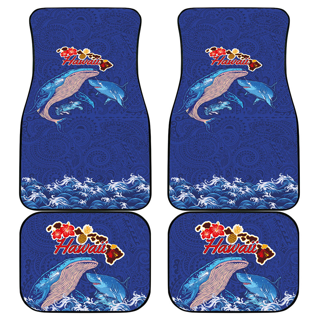 Hawaiian Sea Animals Car Mats Whales Shark and Turtle Guardians with Tribal Pattern LT03 - Polynesian Pride