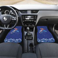Hawaiian Sea Animals Car Mats Whales Shark and Turtle Guardians with Tribal Pattern LT03 Set 2pcs - Front Blue - Polynesian Pride
