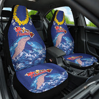 Hawaiian Sea Animals Car Seat Cover Whales Shark and Turtle Guardians with Tribal Pattern LT03 One Size Blue - Polynesian Pride