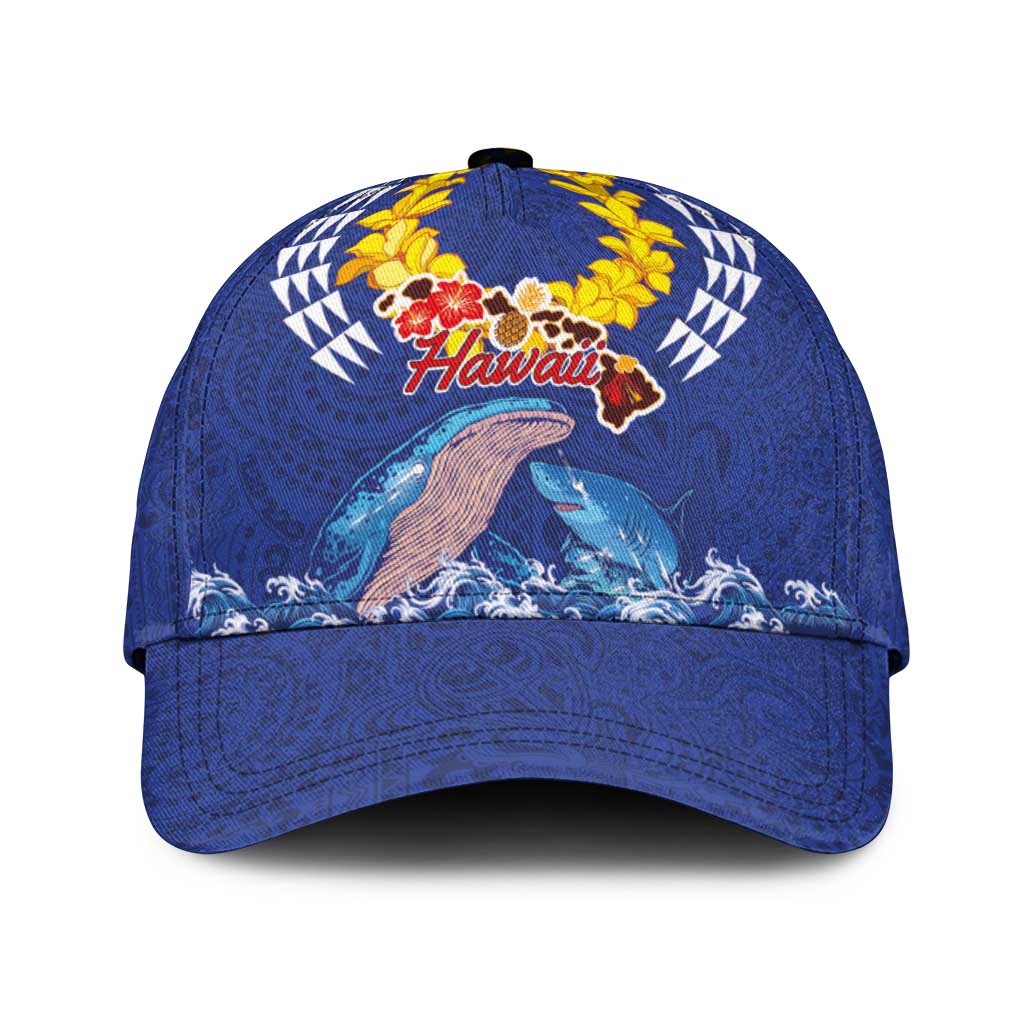 Hawaiian Sea Animals Classic Cap Whales Shark and Turtle Guardians with Tribal Pattern LT03 Universal Fit Blue - Polynesian Pride
