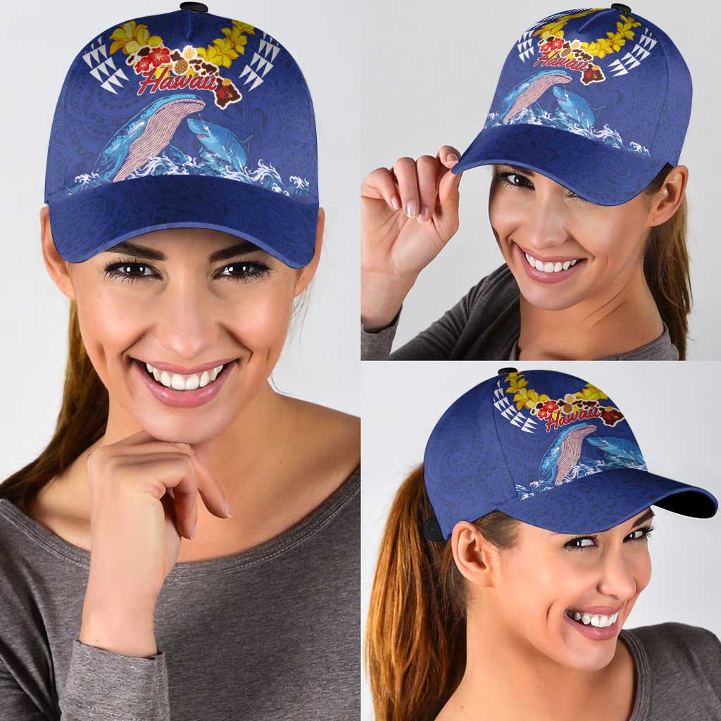 Hawaiian Sea Animals Classic Cap Whales Shark and Turtle Guardians with Tribal Pattern LT03 - Polynesian Pride