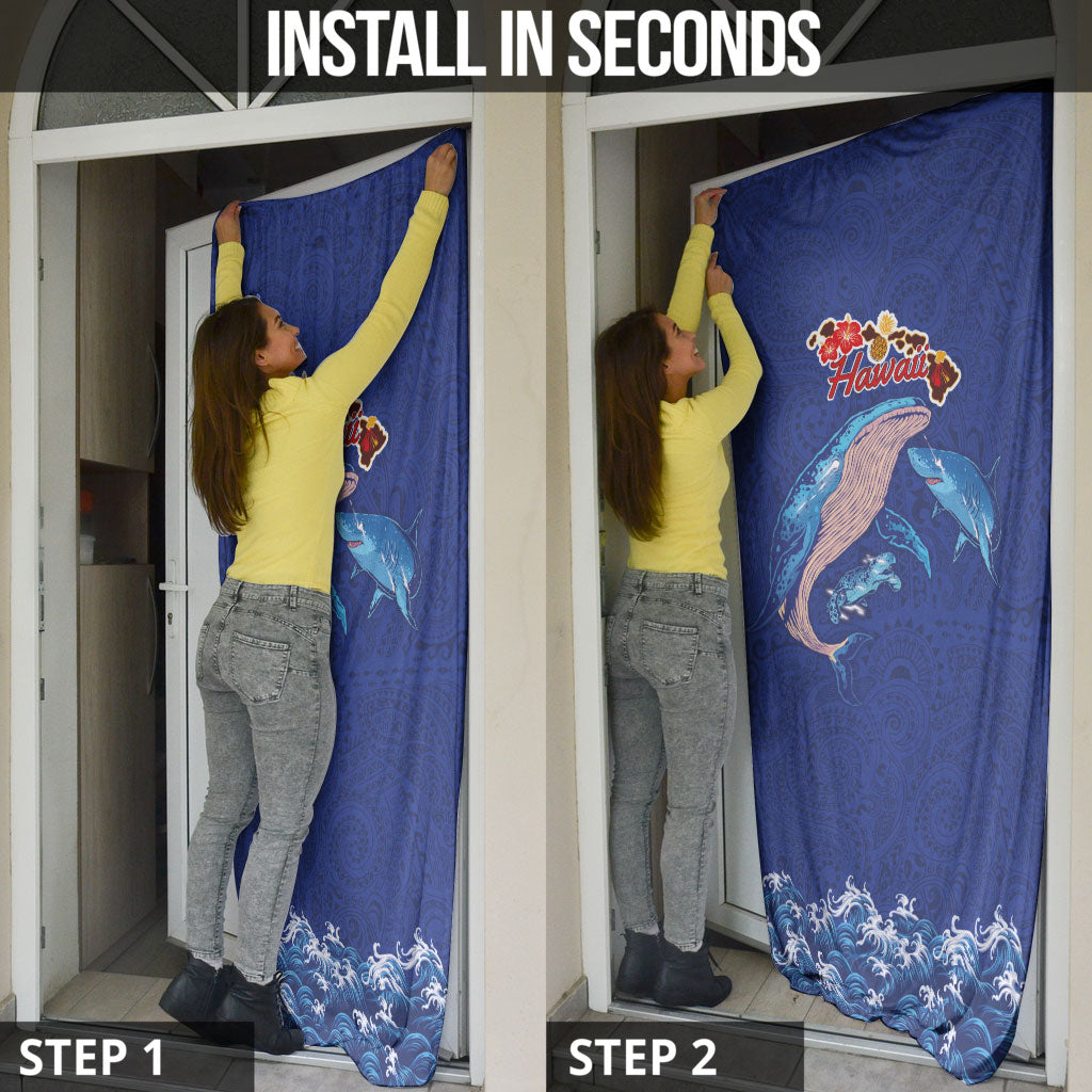 Hawaiian Sea Animals Door Cover Whales Shark and Turtle Guardians with Tribal Pattern LT03 - Polynesian Pride