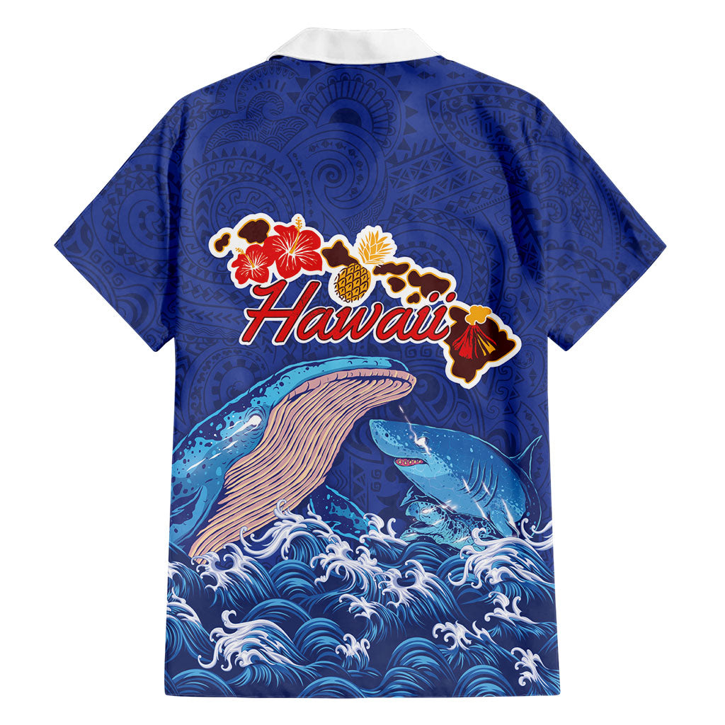 Hawaiian Sea Animals Family Matching Long Sleeve Bodycon Dress and Hawaiian Shirt Whales Shark and Turtle Guardians with Tribal Pattern