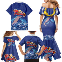 Hawaiian Sea Animals Family Matching Mermaid Dress and Hawaiian Shirt Whales Shark and Turtle Guardians with Tribal Pattern