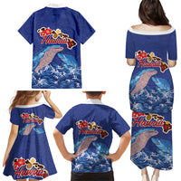 Hawaiian Sea Animals Family Matching Puletasi and Hawaiian Shirt Whales Shark and Turtle Guardians with Tribal Pattern
