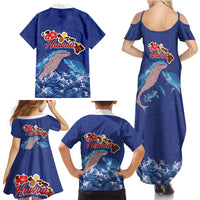 Hawaiian Sea Animals Family Matching Summer Maxi Dress and Hawaiian Shirt Whales Shark and Turtle Guardians with Tribal Pattern