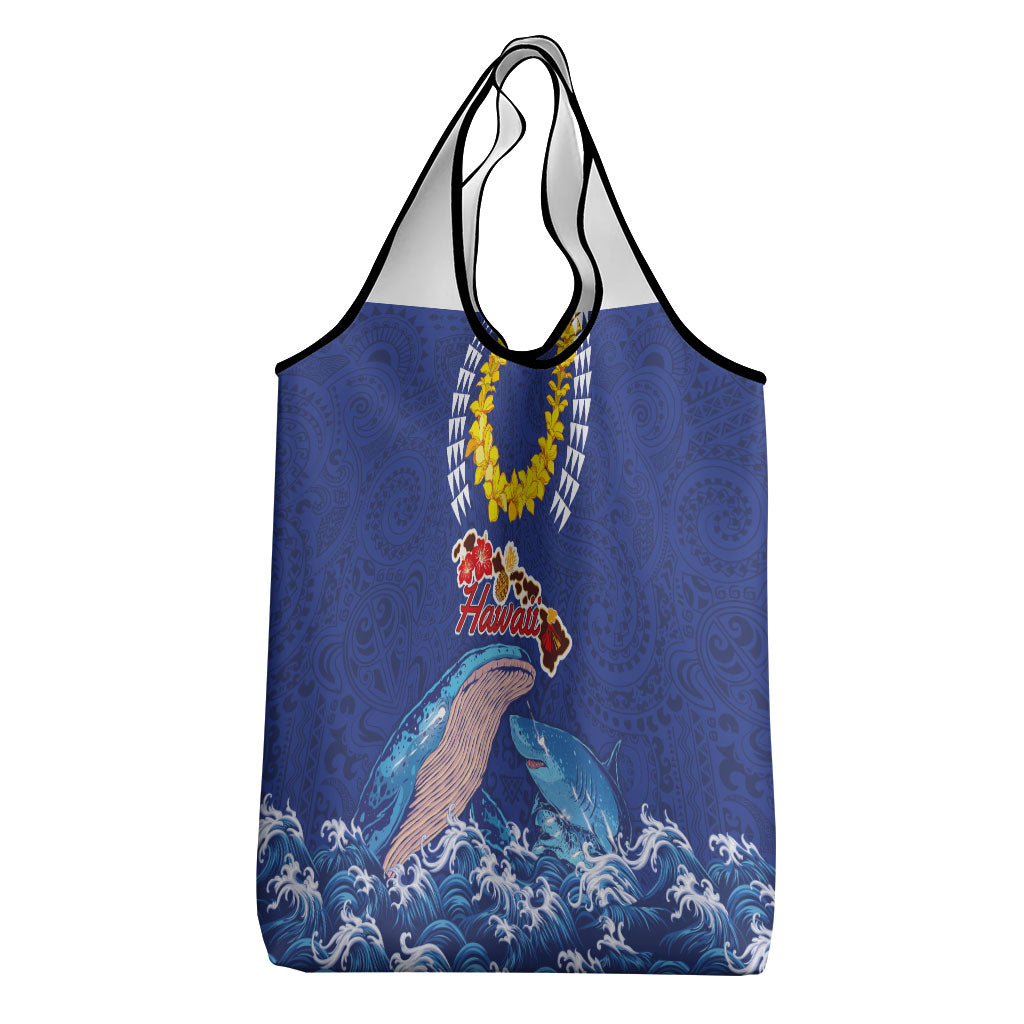 Hawaiian Sea Animals Grocery Bag Whales Shark and Turtle Guardians with Tribal Pattern LT03 - Polynesian Pride