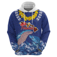 Hawaiian Sea Animals Hoodie Whales Shark and Turtle Guardians with Tribal Pattern LT03 - Polynesian Pride