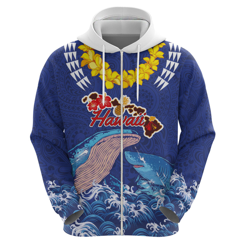 Hawaiian Sea Animals Hoodie Whales Shark and Turtle Guardians with Tribal Pattern LT03 - Polynesian Pride