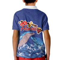 Hawaiian Sea Animals Kid Polo Shirt Whales Shark and Turtle Guardians with Tribal Pattern LT03 - Polynesian Pride
