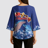 Hawaiian Sea Animals Kimono Sleeve Blouse Whales Shark and Turtle Guardians with Tribal Pattern LT03 - Polynesian Pride