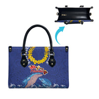 Hawaiian Sea Animals Leather Bag Whales Shark and Turtle Guardians with Tribal Pattern LT03 - Polynesian Pride