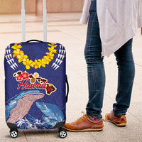 Hawaiian Sea Animals Luggage Cover Whales Shark and Turtle Guardians with Tribal Pattern LT03 Blue - Polynesian Pride