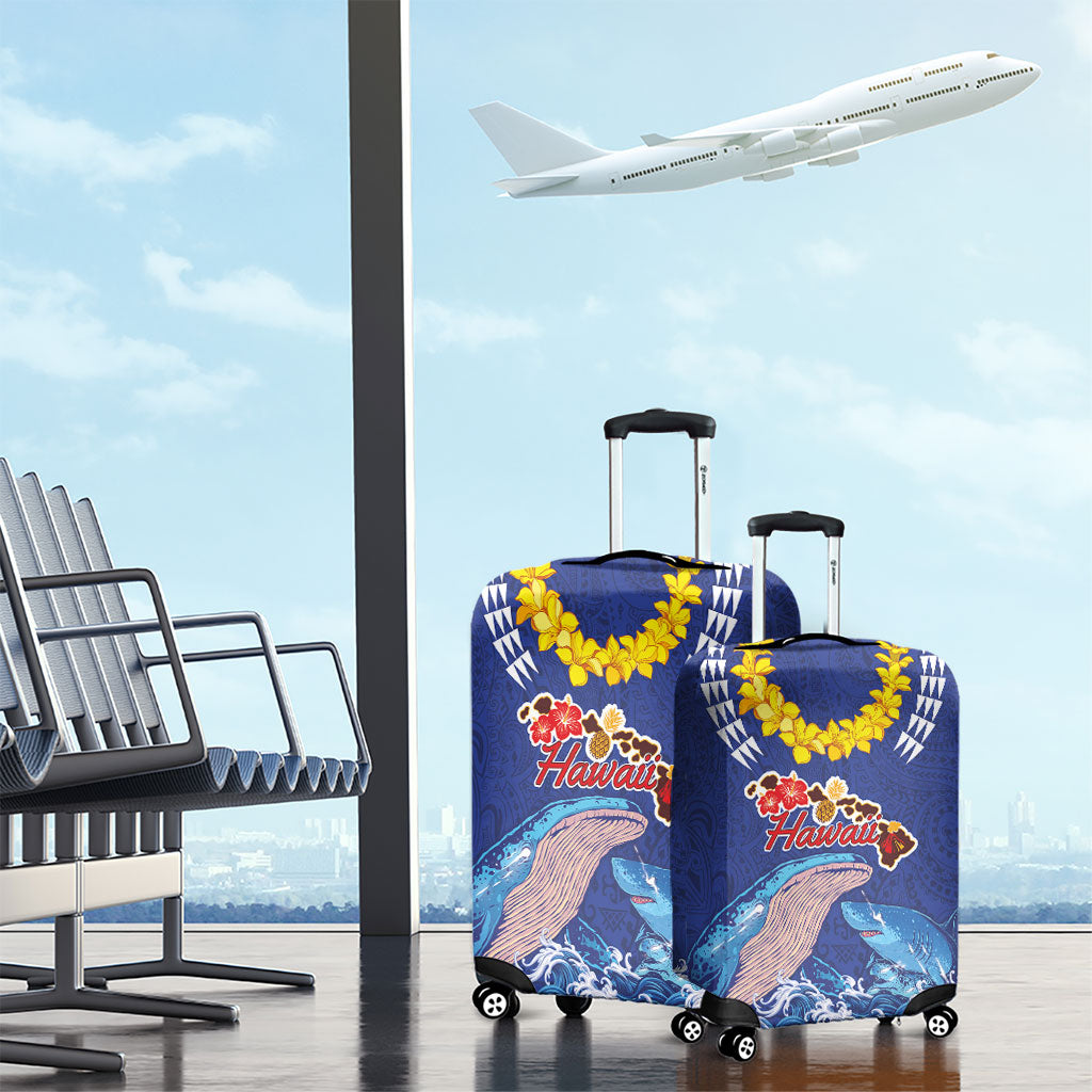 Hawaiian Sea Animals Luggage Cover Whales Shark and Turtle Guardians with Tribal Pattern LT03 - Polynesian Pride