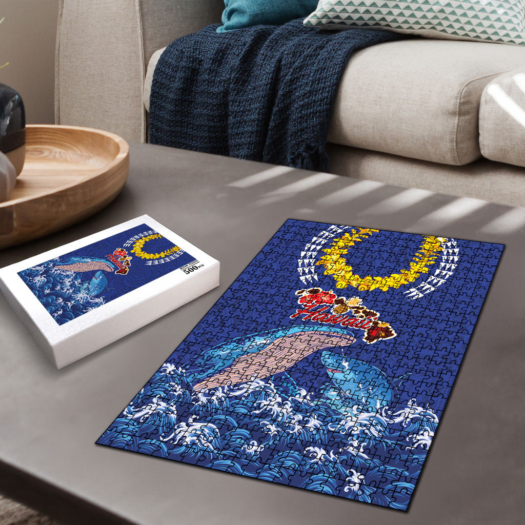 Hawaiian Sea Animals Puzzle Whales Shark and Turtle Guardians with Tribal Pattern LT03 - Polynesian Pride