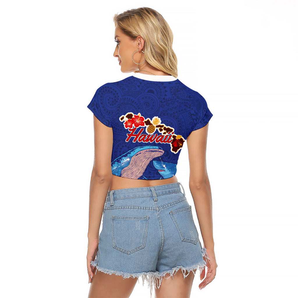 Hawaiian Sea Animals Raglan Cropped T Shirt Whales Shark and Turtle Guardians with Tribal Pattern LT03 - Polynesian Pride