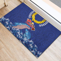 Hawaiian Sea Animals Rubber Doormat Whales Shark and Turtle Guardians with Tribal Pattern LT03 - Polynesian Pride
