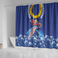 Hawaiian Sea Animals Shower Curtain Whales Shark and Turtle Guardians with Tribal Pattern LT03 - Polynesian Pride